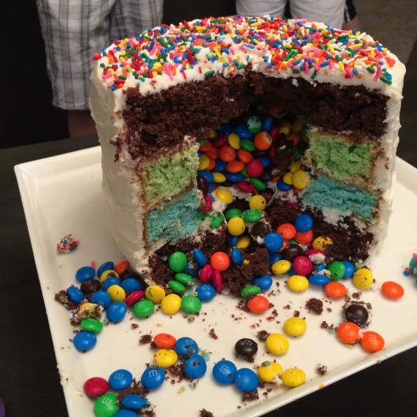 Birthday Layer Cake with Surprise M&MS Filling | Twin Cities Familys Blog