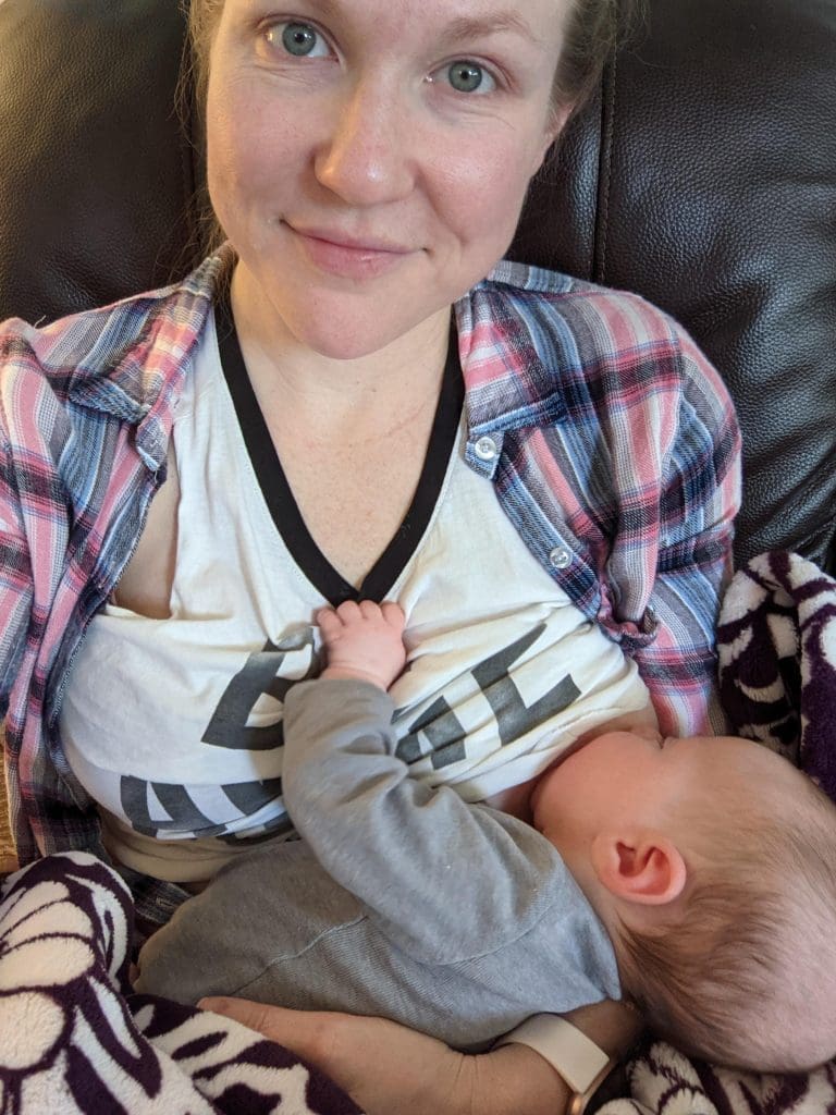 Dr. Erin Stevens breastfeeding her new born baby