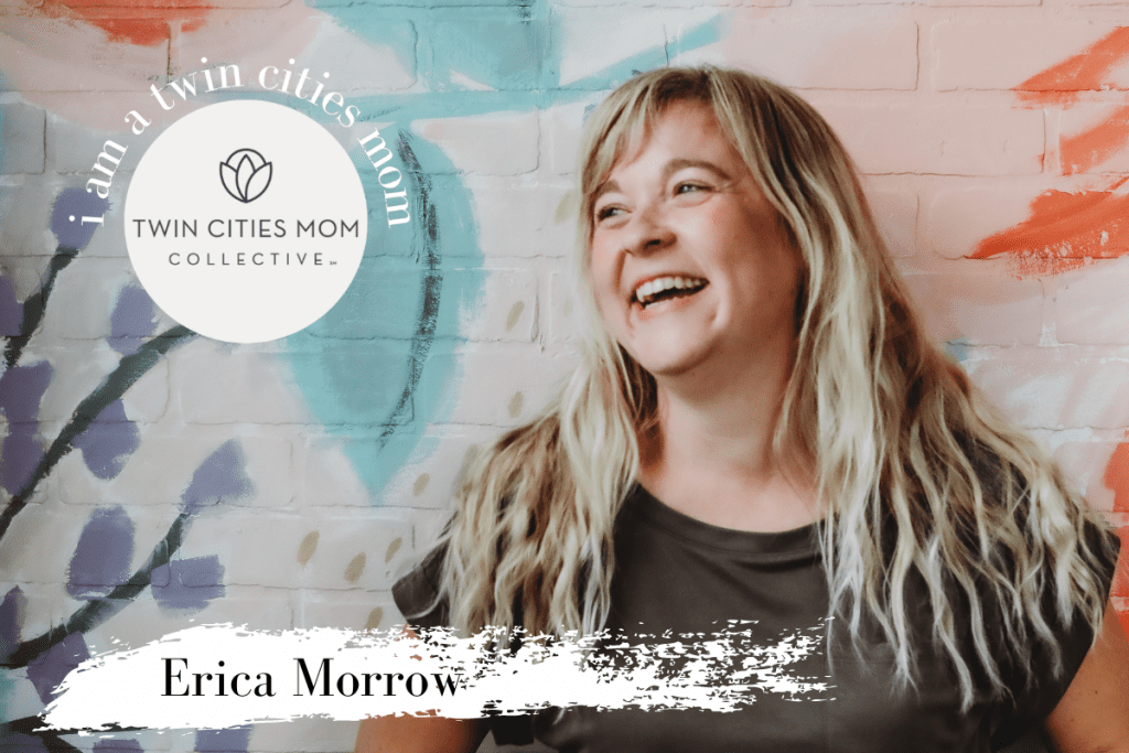 Blonde woman laughing leaning against a colorful wall - Slow Road Photo