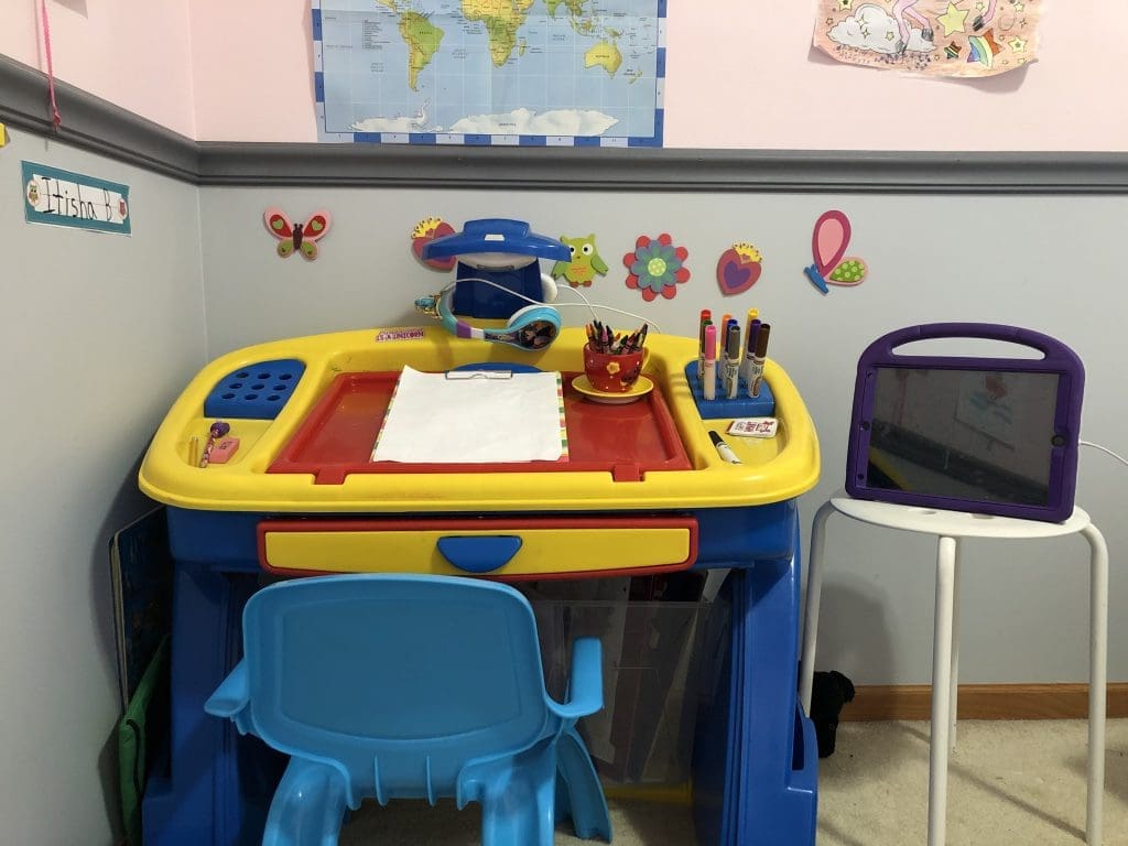 child's small school desk