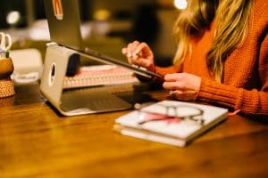 Managing Screen Time - a mom at her tablet