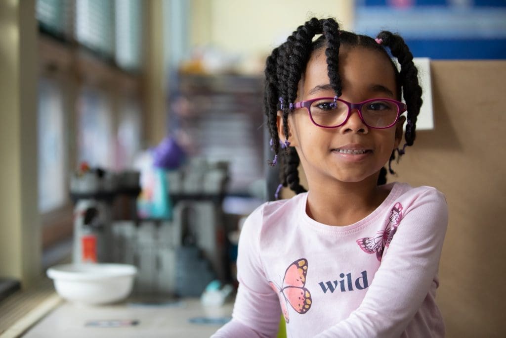 young girl at day care