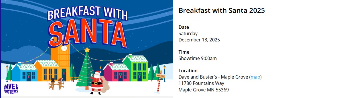 Breakfast with Santa | Dave & Busters – Maple Grove