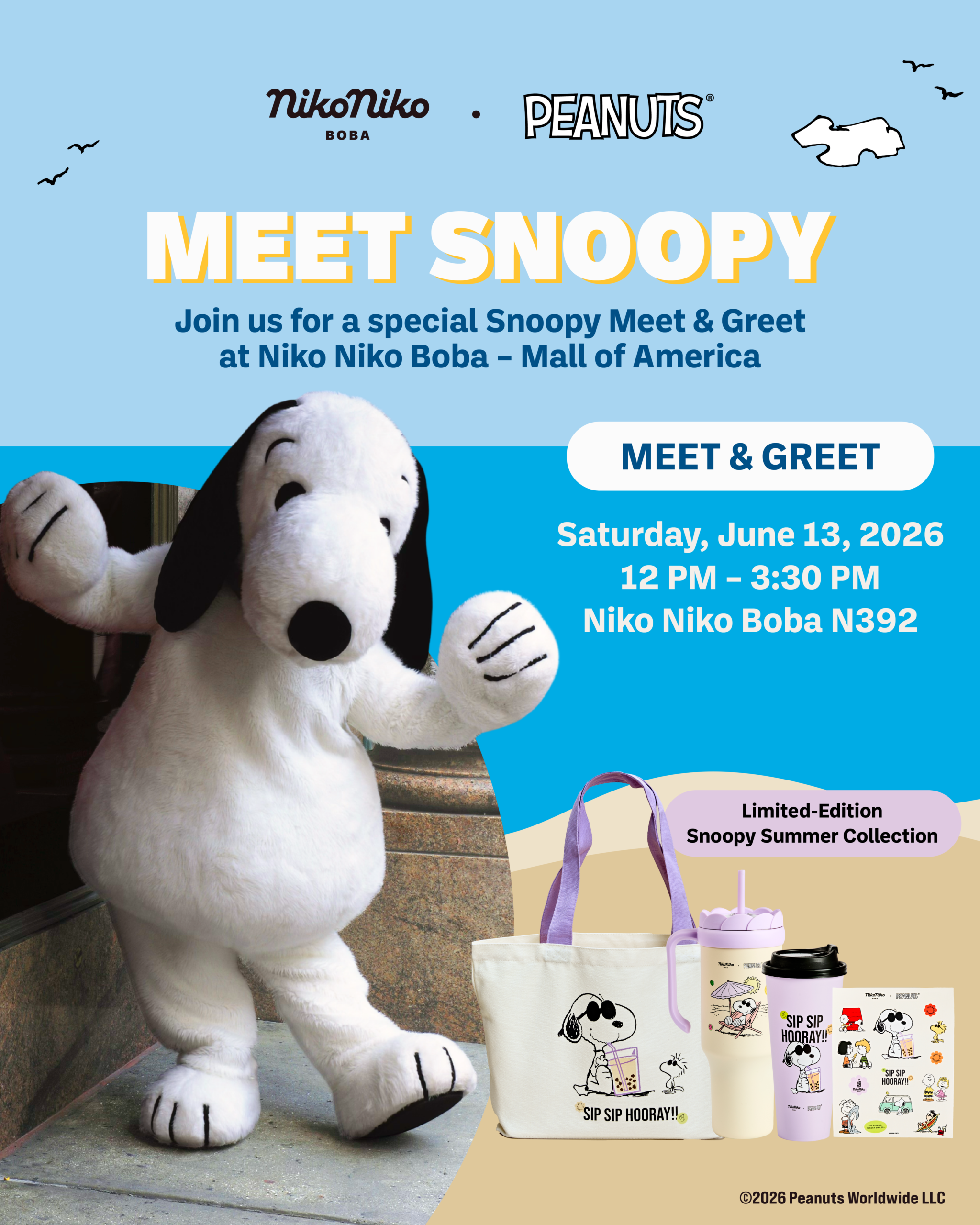 Snoopy Meet and Greet | Niko Niko Boba – Mall of America